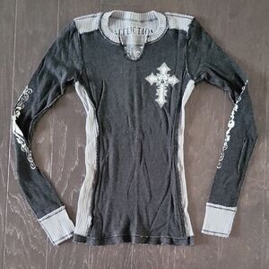 Affliction Cross Embellished Long Sleeve